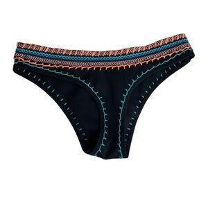 Blue Elephant Bikini Swim Bottom Blue Orange Crochet Style Women's Black Small